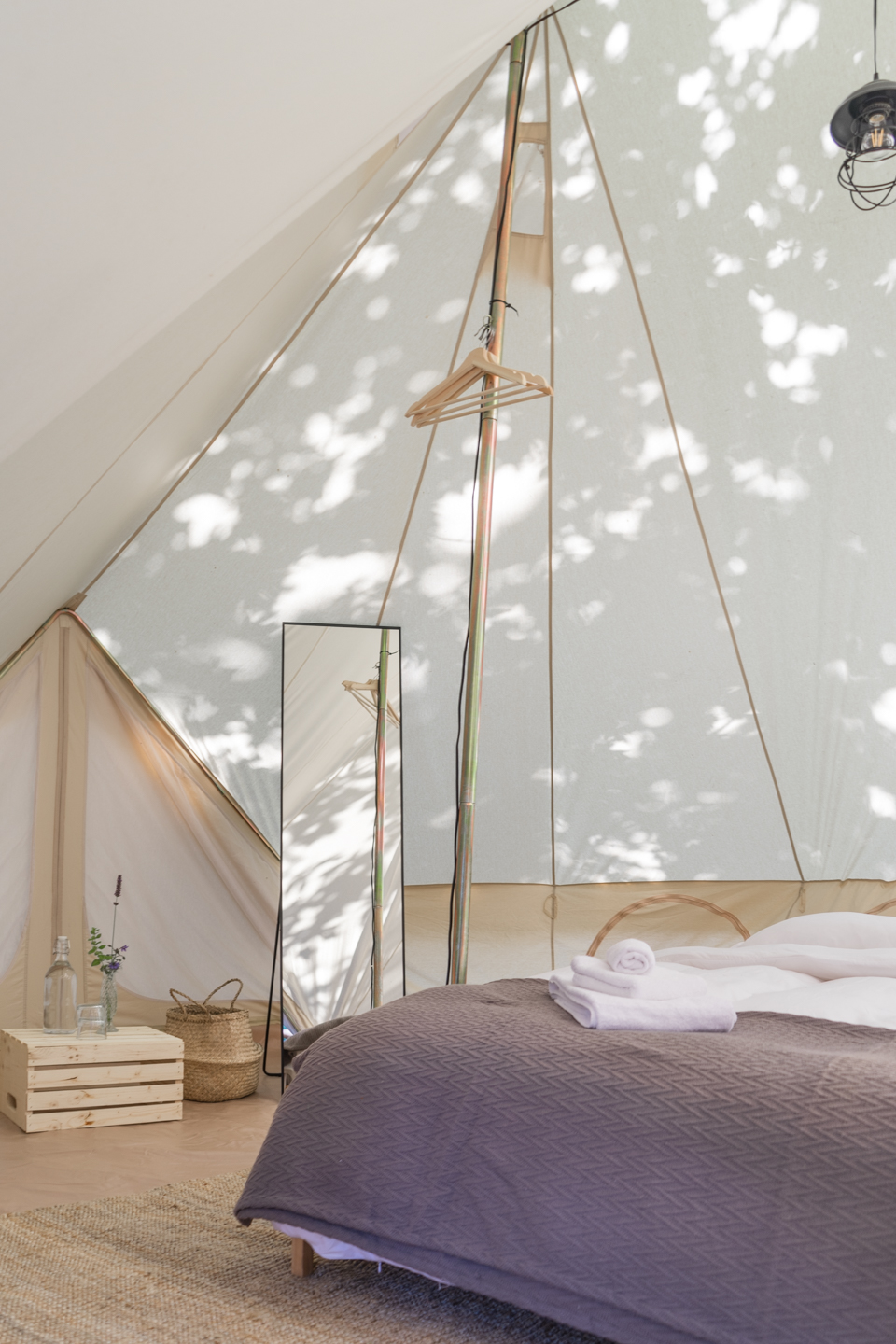 Interior of Farm Stay tent Farm Stay at Bilston Creek Farm.